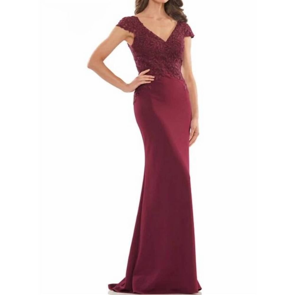 NEW COLORS DRESS fit and flare faille gown in wine